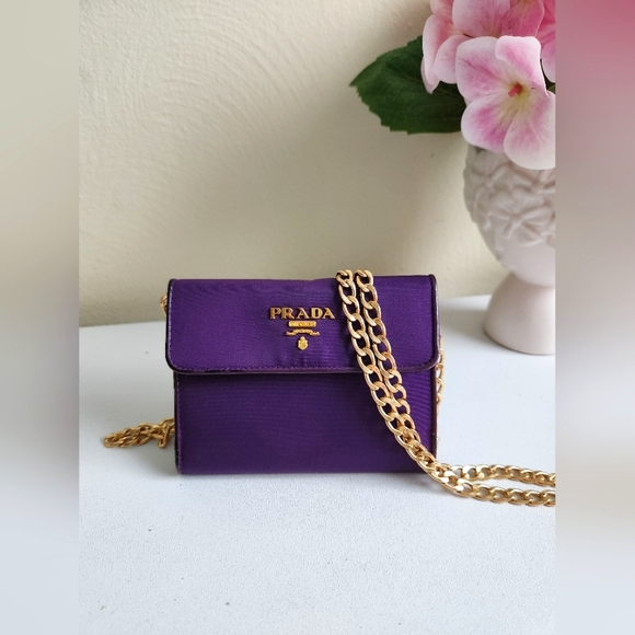 PRADA Purple Nylon and Leather Compact Wallet - Picture 14 of 15